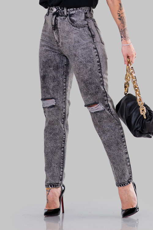 ARLEEN MOM JEANS [GRAY]