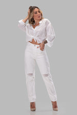 ARLEEN MOM JEANS [WHITE]