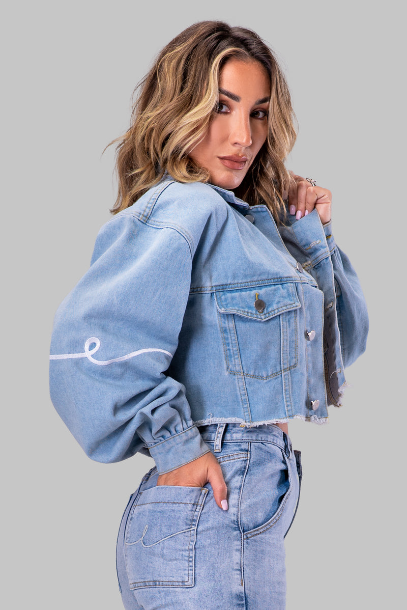 Is That The New Distressed ButtonFront Cropped Denim Jacket  ROMWE USA