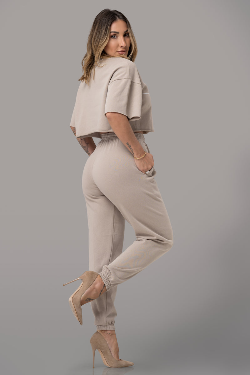 BYE CROPPED TEE [BEIGE]