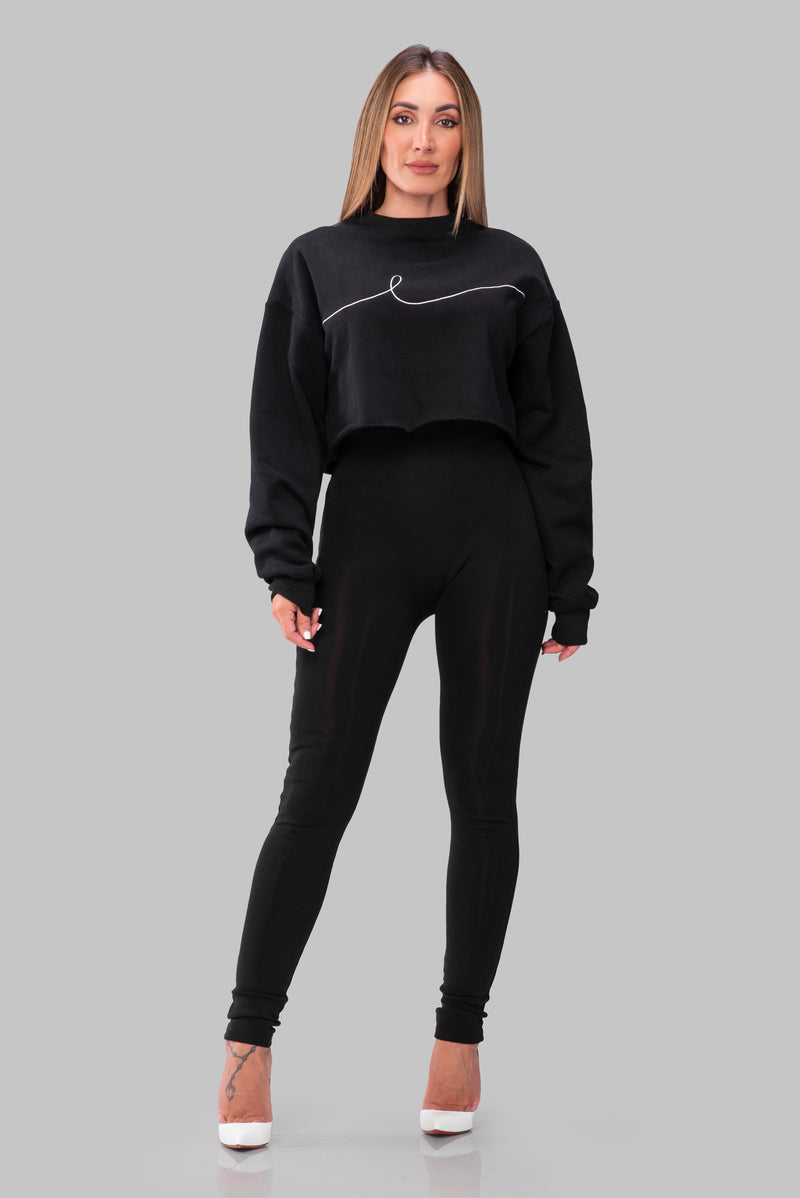 BYE CROPPED SWEATSHIRT [BLACK]