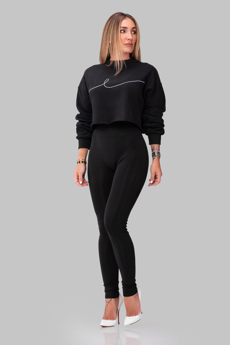BYE CROPPED SWEATSHIRT [BLACK]