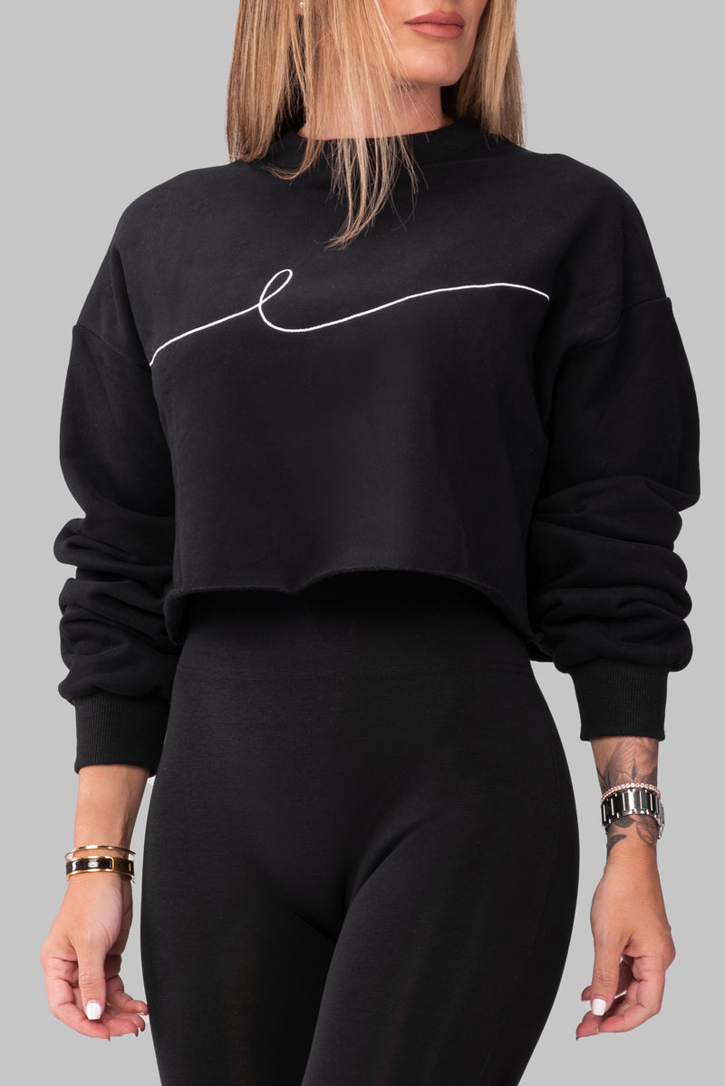 BYE CROPPED SWEATSHIRT [BLACK]