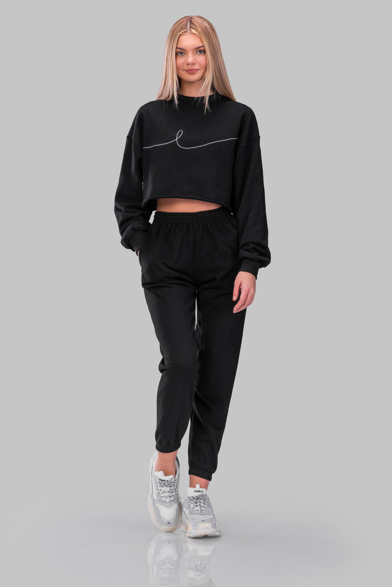 BYE CROPPED SWEATSHIRT [BLACK]