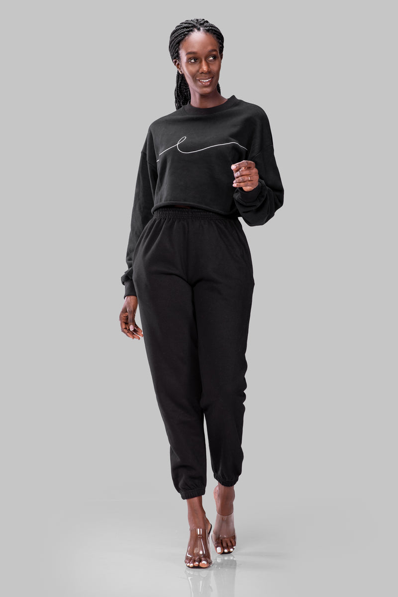 BYE CROPPED SWEATSHIRT [BLACK]