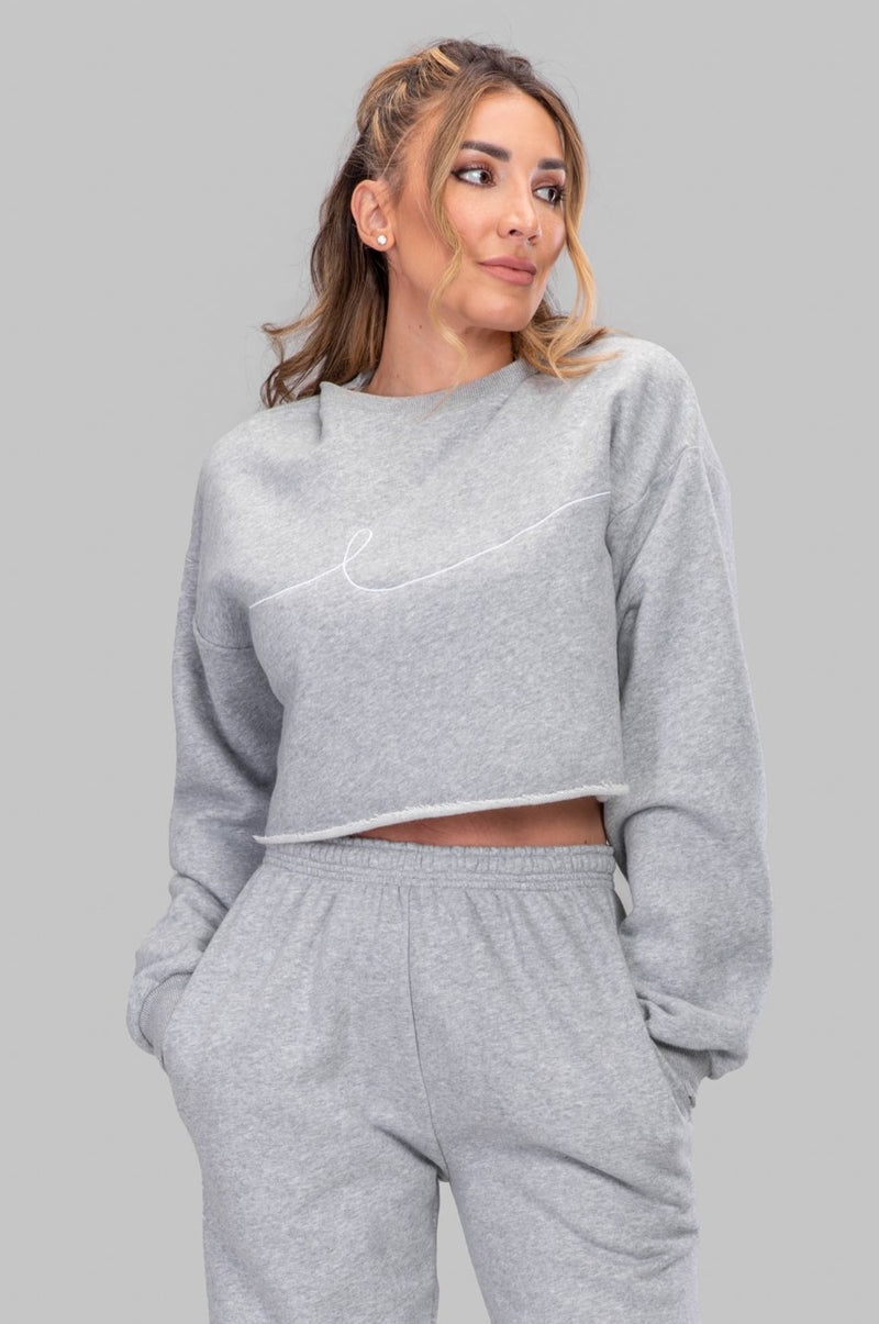 BYE CROPPED SWEATSHIRT [GRAY]
