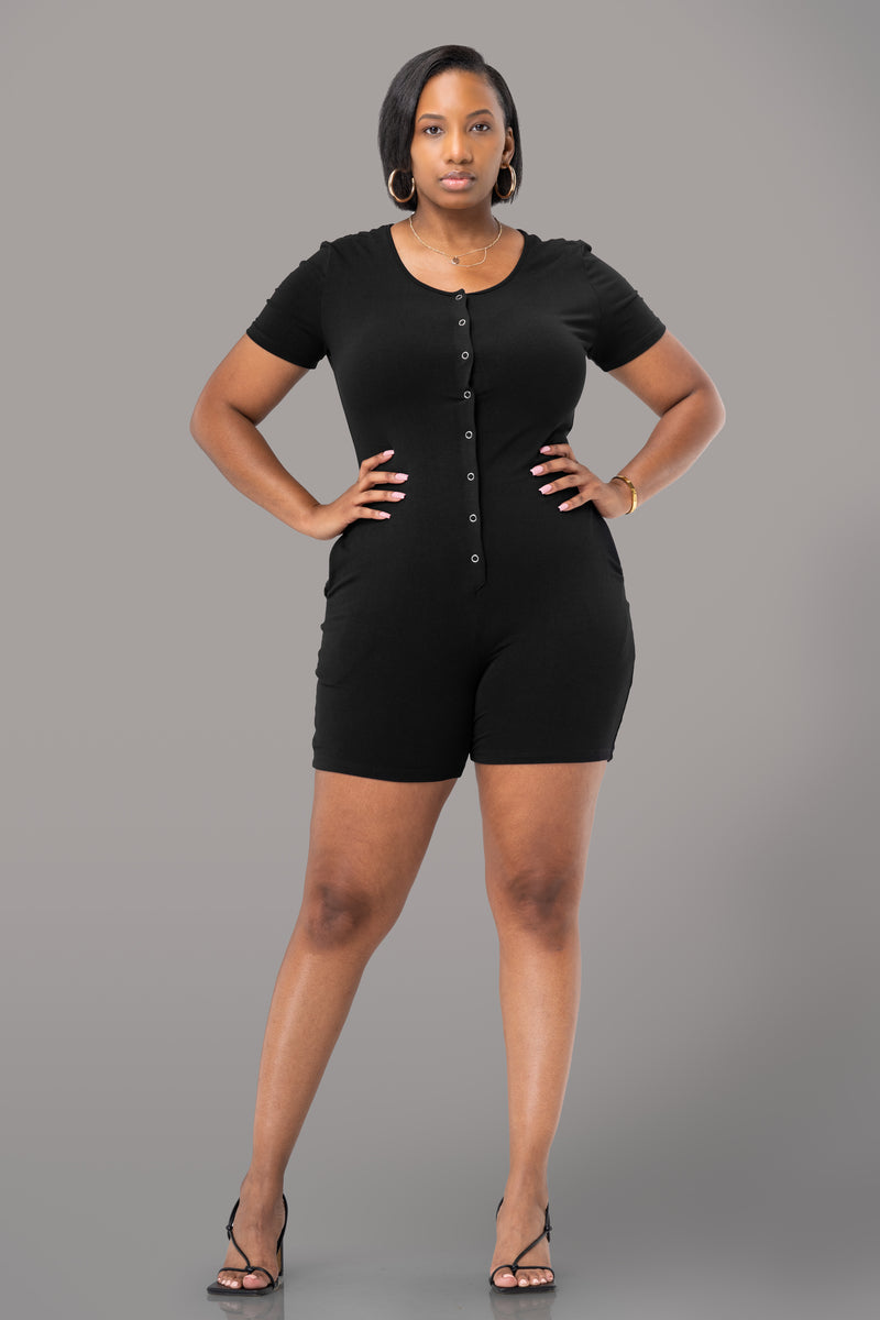 EDITH ROMPER SHORT SLEEVE [BLACK]