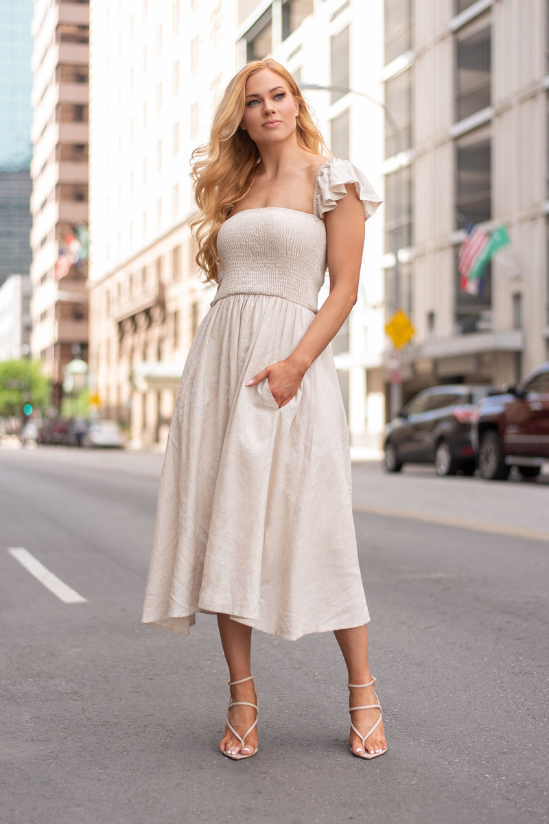 EMELINE DRESS [OATMEAL]