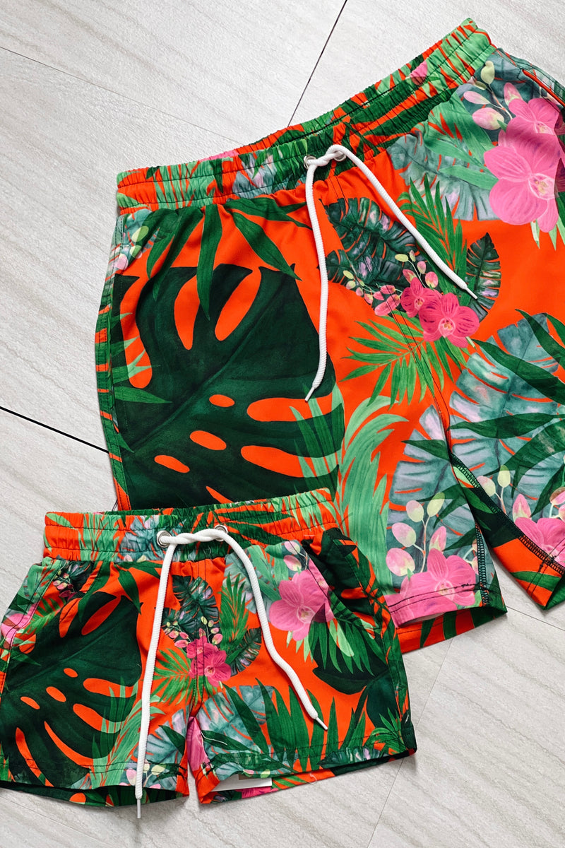 TRINIDAD SWIM SHORTS [ORANGE TROPICAL]