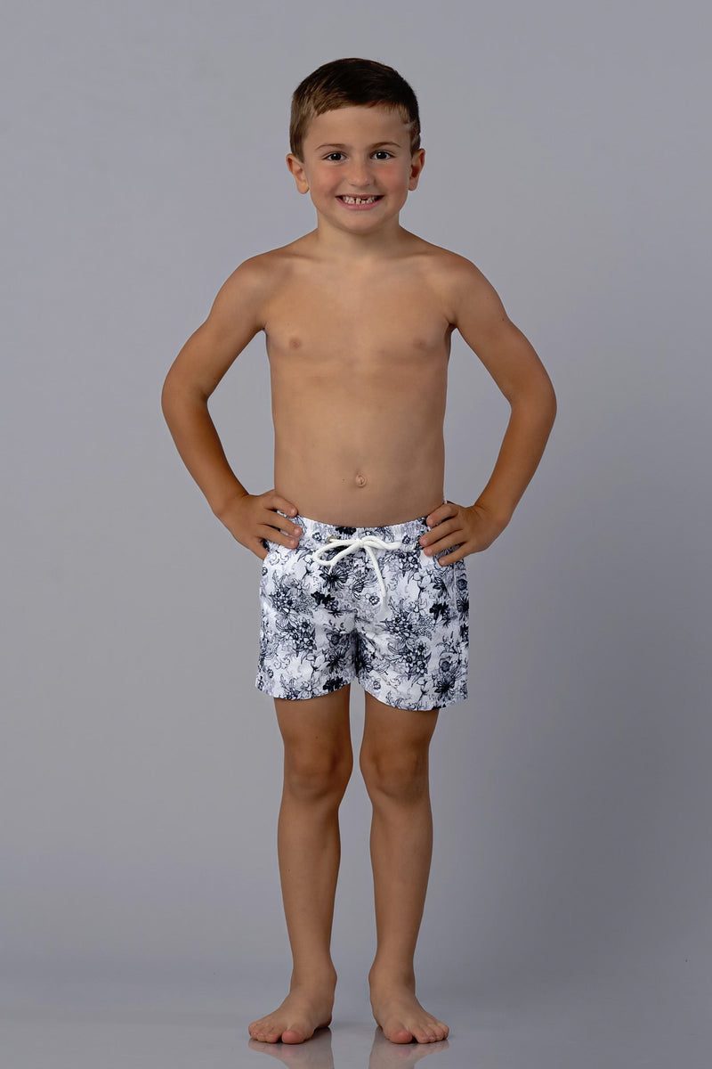 IVY CAMBODIA SWIM SHORTS [WHITE FLORAL]