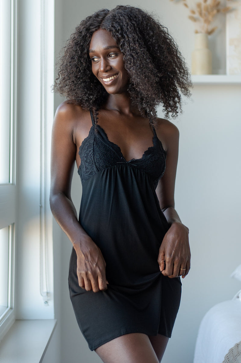 IMANI SLIP DRESS [BLACK]