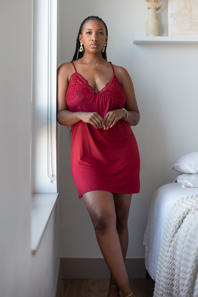IMANI SLIP DRESS [RED]