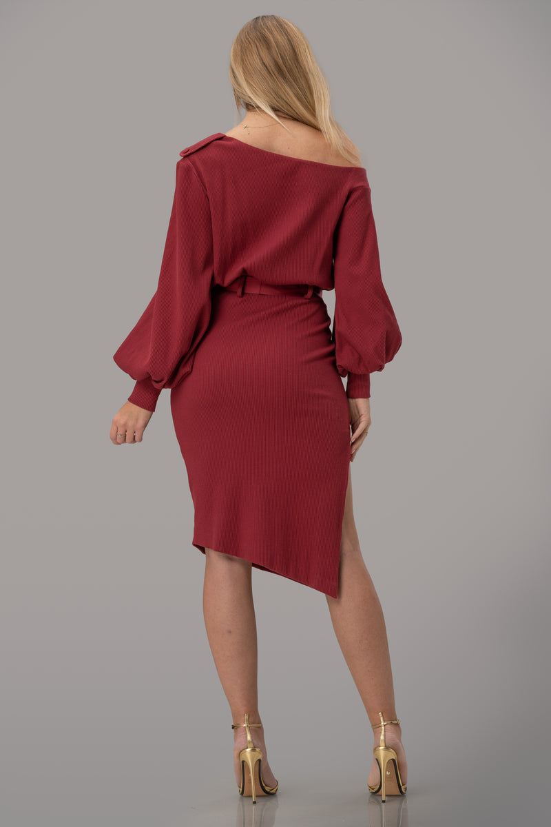 JOLA DRESS [BURGUNDY]