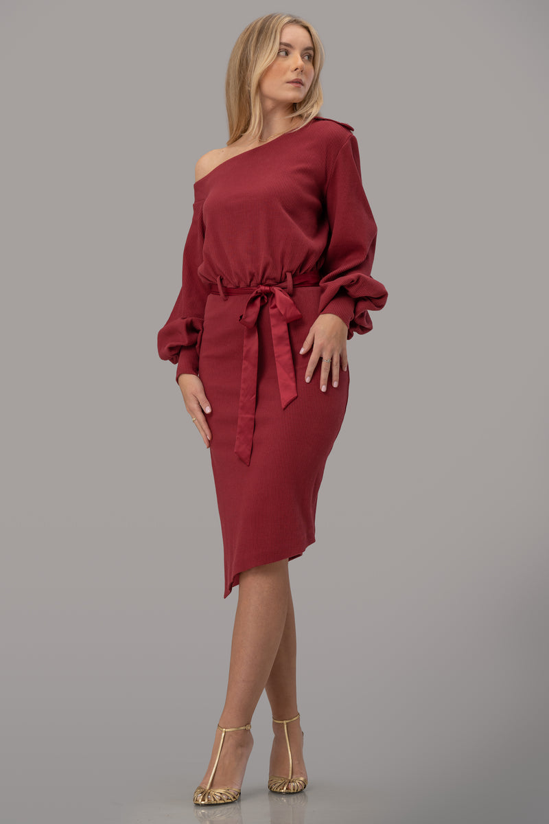 JOLA DRESS [BURGUNDY]