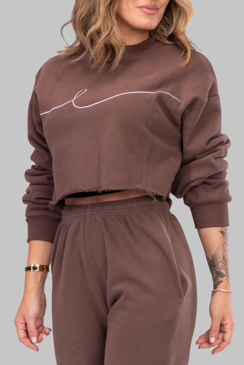 BYE CROPPED SWEATSHIRT [BROWN]