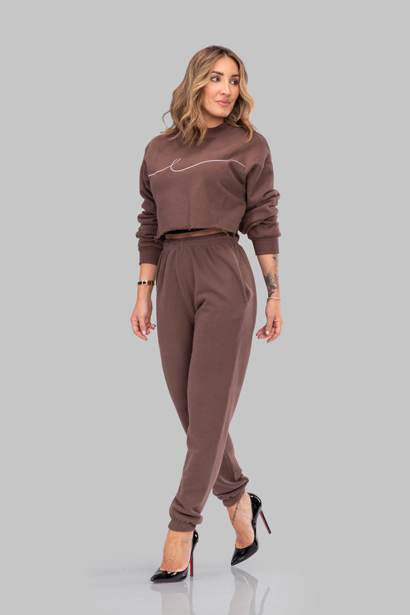 BYE CROPPED SWEATSHIRT [BROWN]
