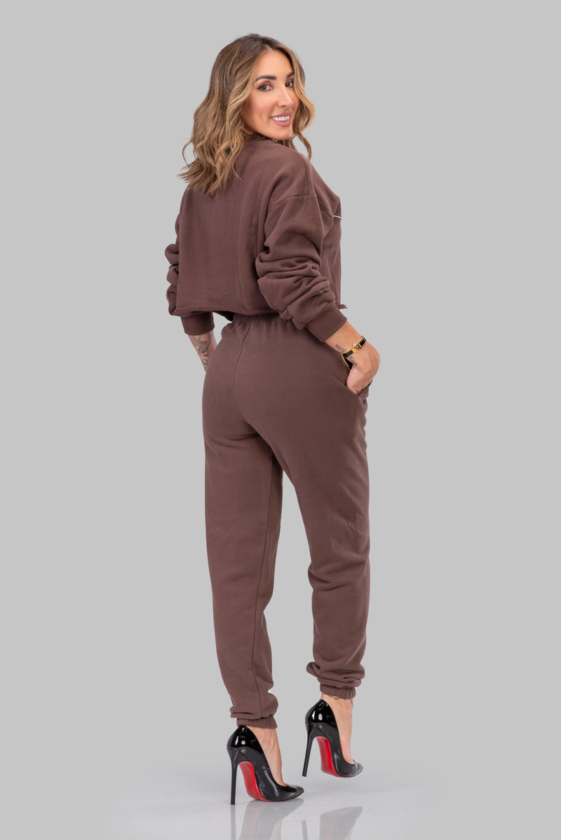 BYE CROPPED SWEATSHIRT [BROWN]