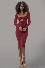 KATHY DRESS [BURGUNDY]
