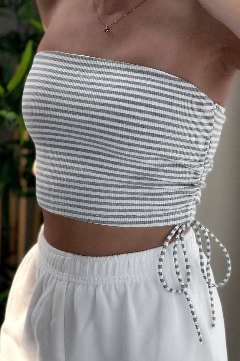 BELIZE TOP [GRAY STRIPED]