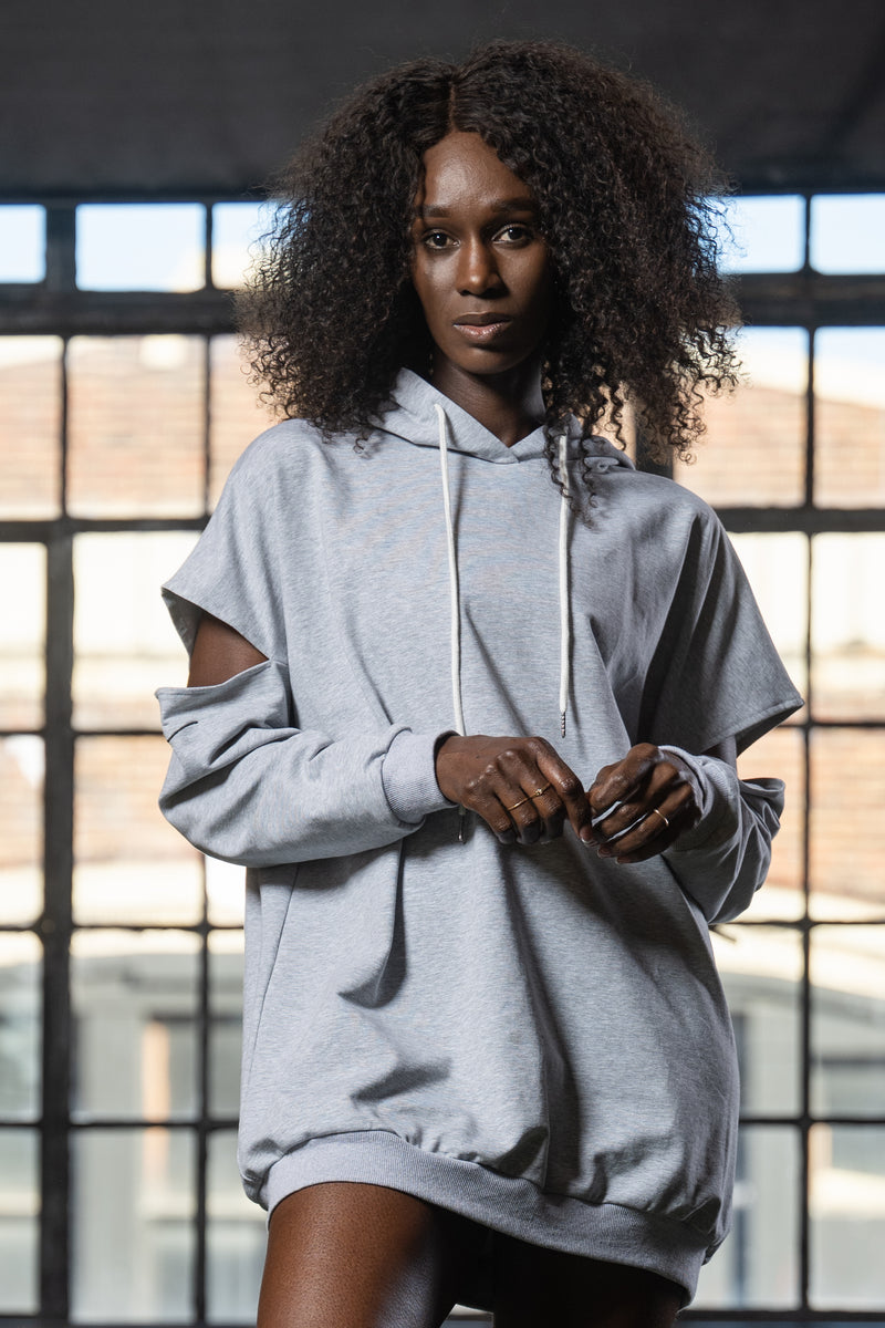 SAMORYA HOODIE DRESS [GRAY]
