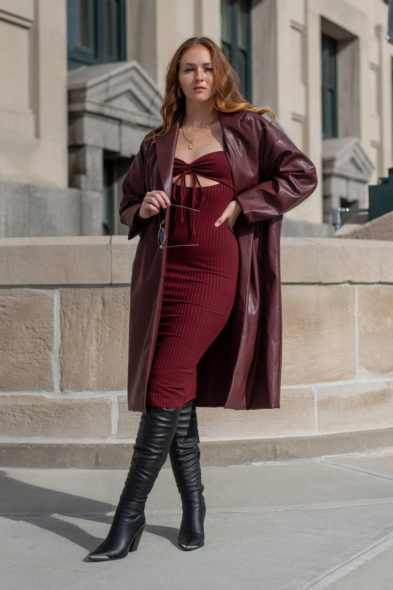 SASHA TRENCH COAT [BURGUNDY]