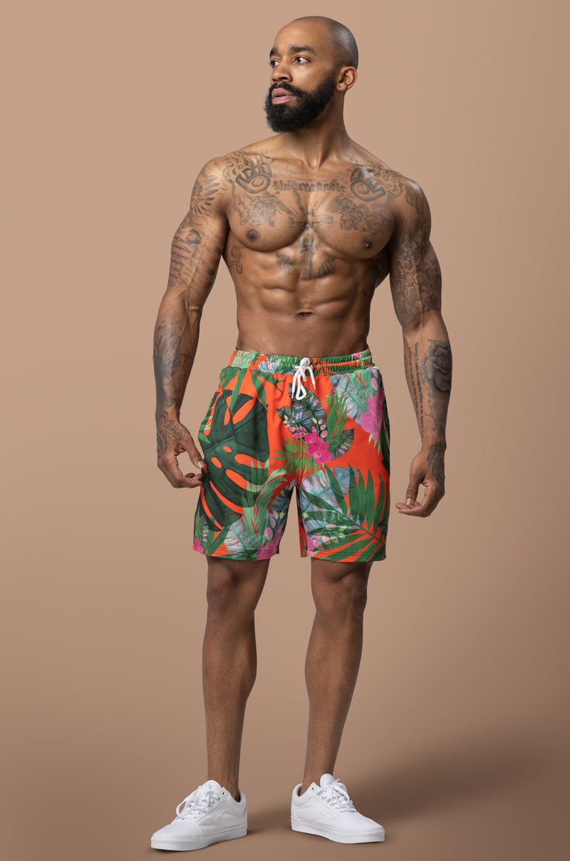 TRINIDAD SWIM SHORTS [ORANGE TROPICAL]