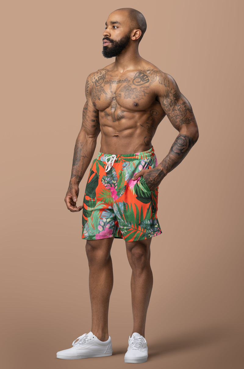 TRINIDAD SWIM SHORTS [ORANGE TROPICAL]