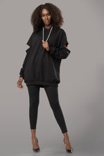 SAMORYA HOODIE DRESS [BLACK]