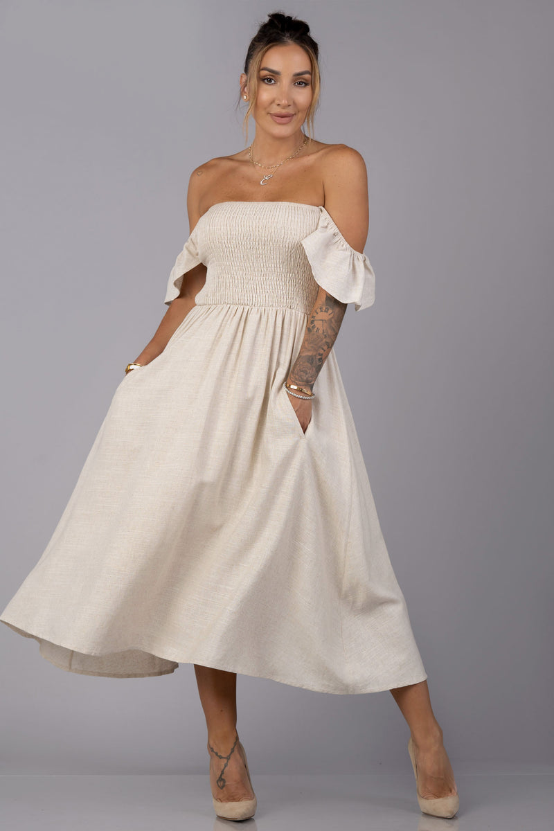 EMELINE DRESS [OATMEAL]