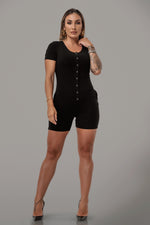 EDITH ROMPER SHORT SLEEVE [BLACK]