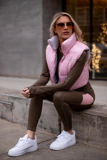 SAM REVERSIBLE PUFFER VEST [PINK & GRAY]