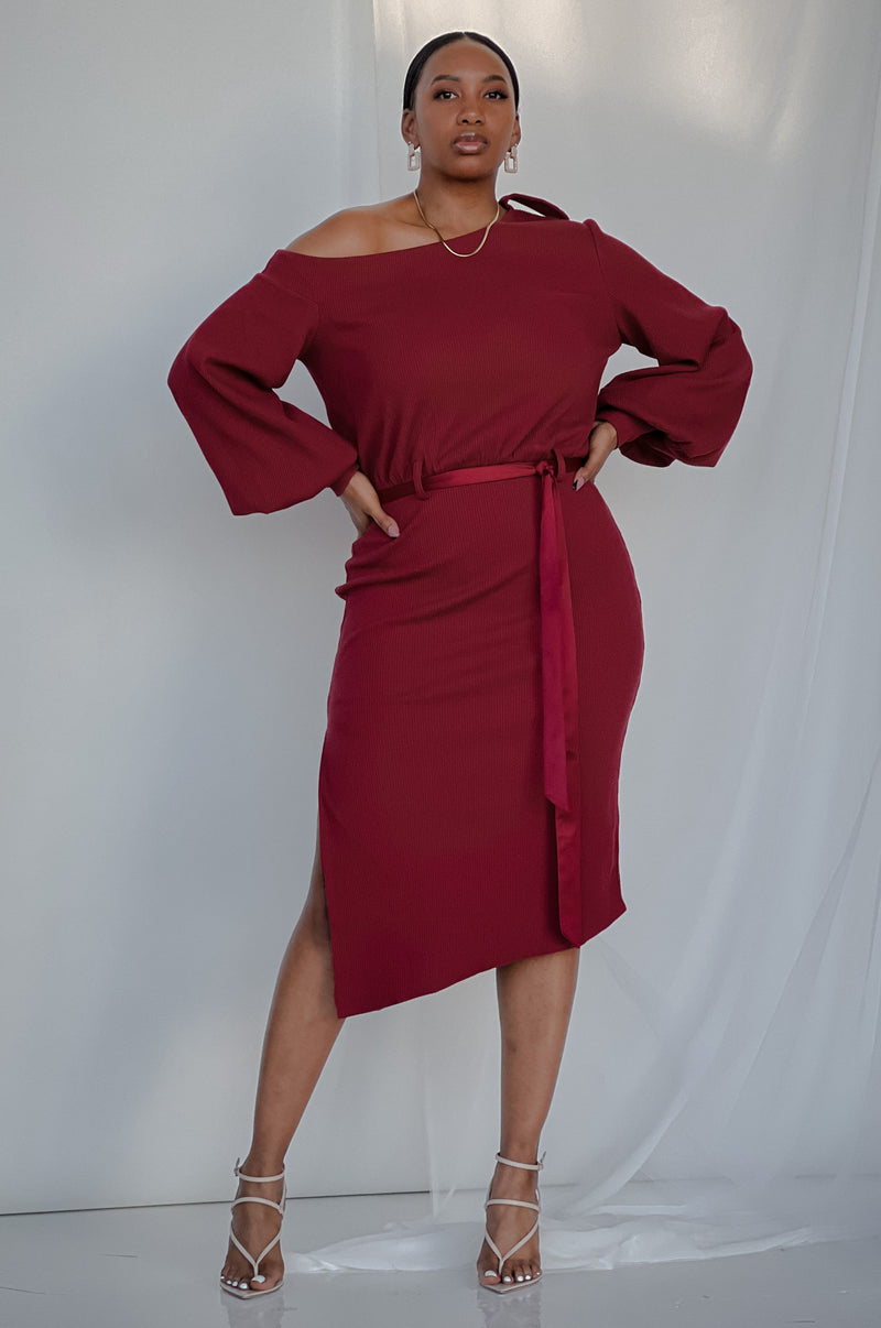 JOLA DRESS [BURGUNDY]