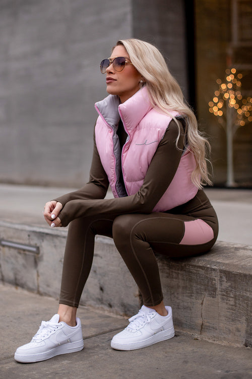 SAM REVERSIBLE PUFFER VEST [PINK & GRAY]