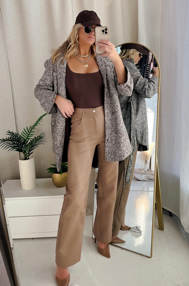 LYLE LEATHER PANTS [BROWN]