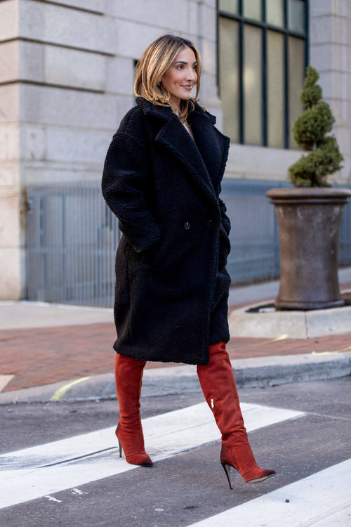 JAYDEN TEDDY COAT [BLACK]
