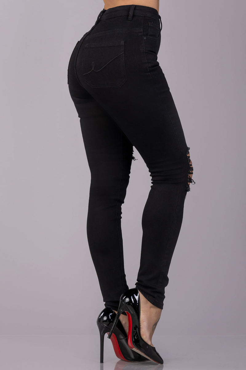 Jasey Acid Wash High Rise Distressed Skinny Jeans - Faded Black - Eleven  Oaks Boutique