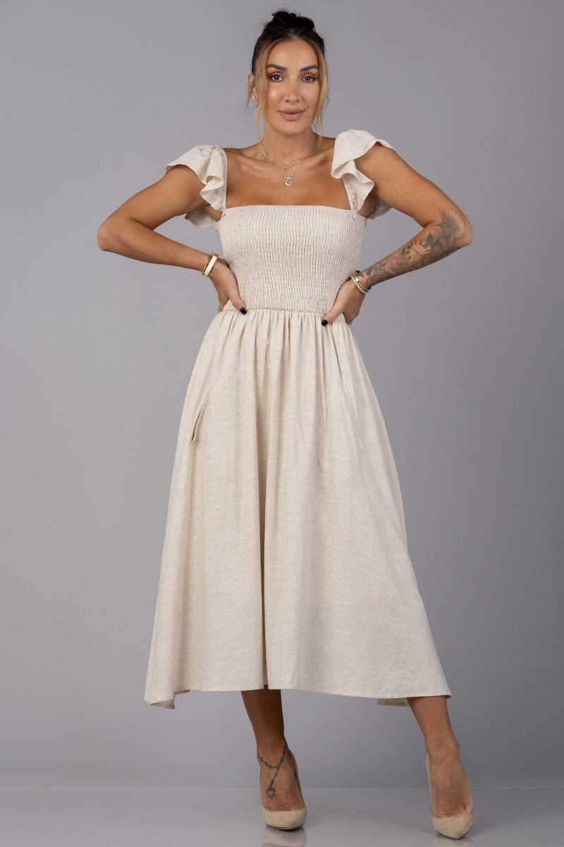 EMELINE DRESS [OATMEAL]
