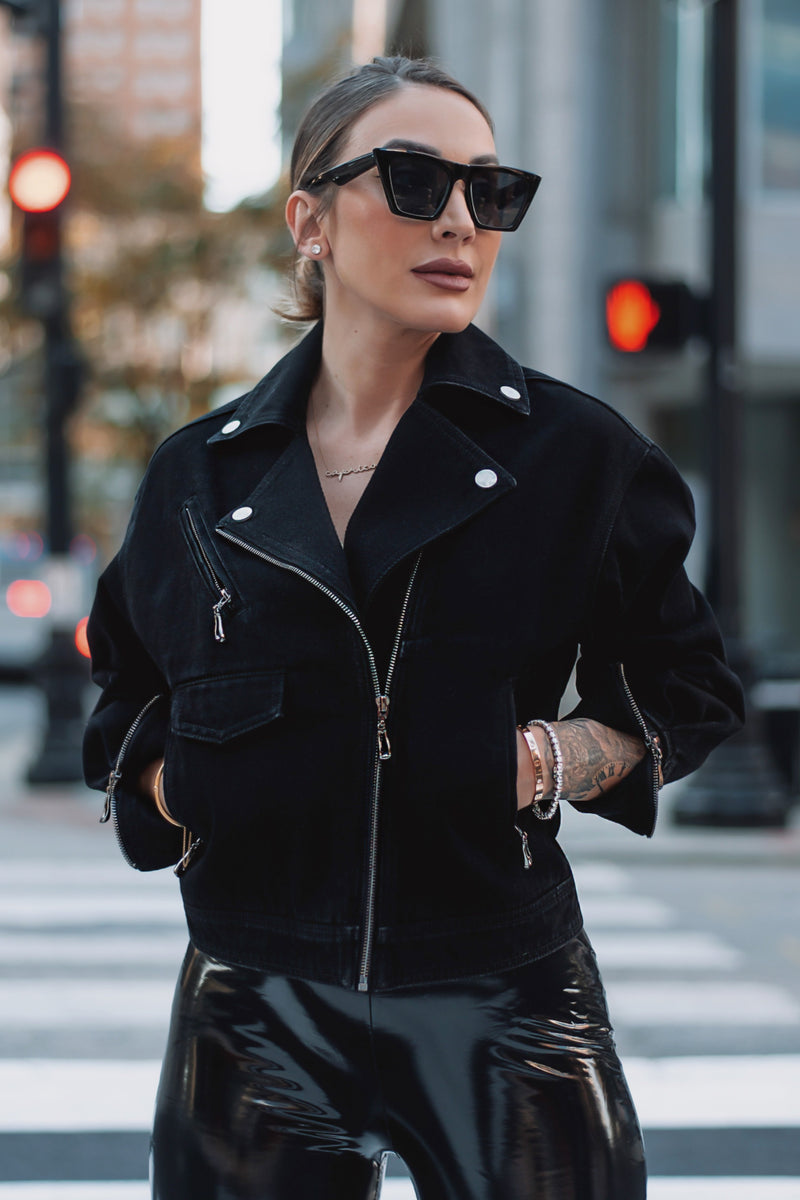 ROCHELLE DENIM JACKET [BLACK]