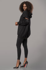 SAMORYA HOODIE DRESS [BLACK]