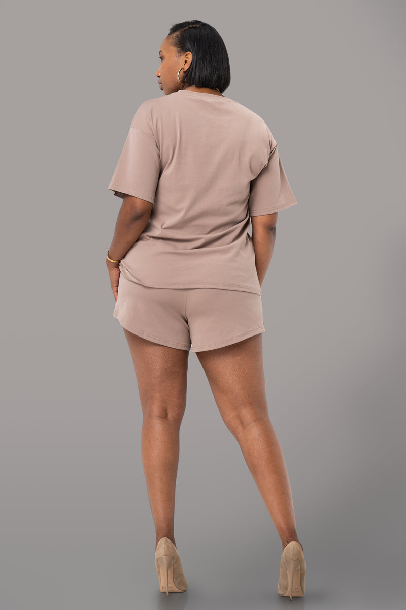 ANGELICA SHORTS SET [BROWN]