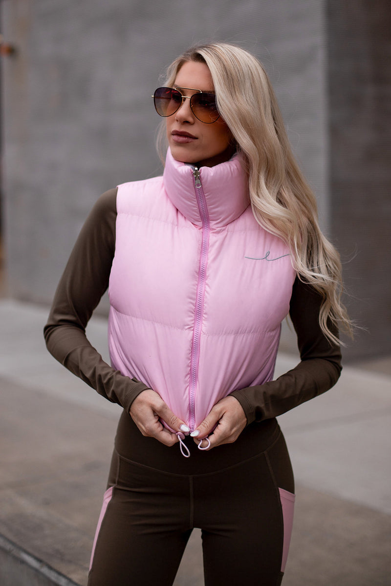 SAM REVERSIBLE PUFFER VEST [PINK & GRAY]