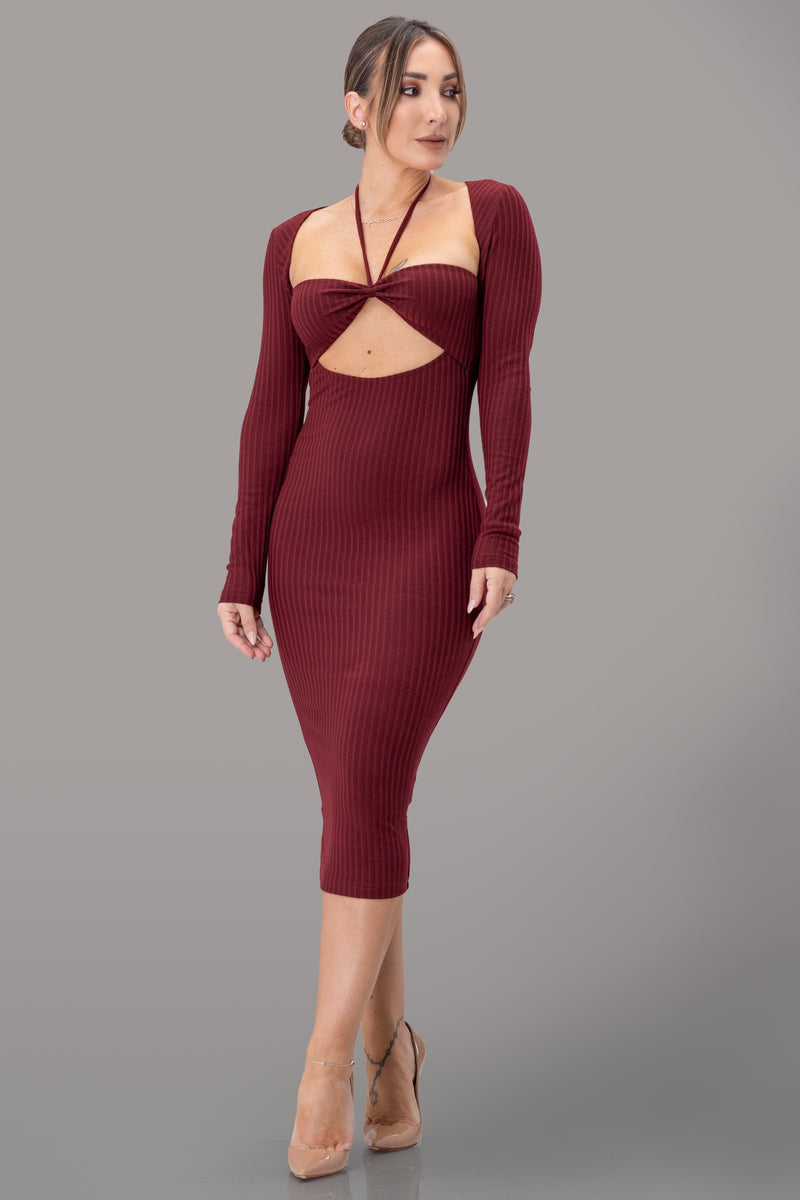 KATHY DRESS [BURGUNDY]