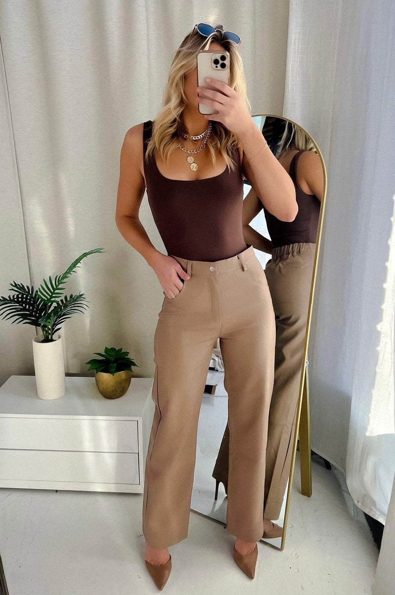 LYLE LEATHER PANTS [BROWN]
