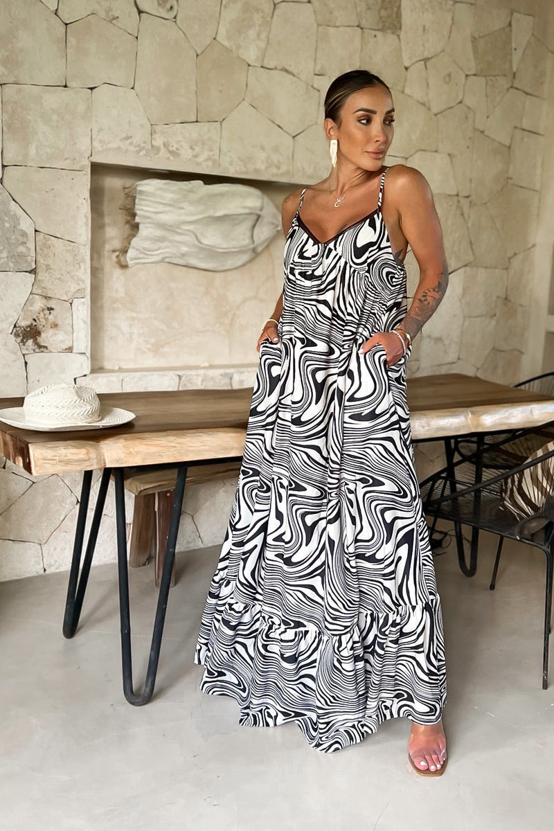 CELESTE DRESS [BLACK/WHITE]