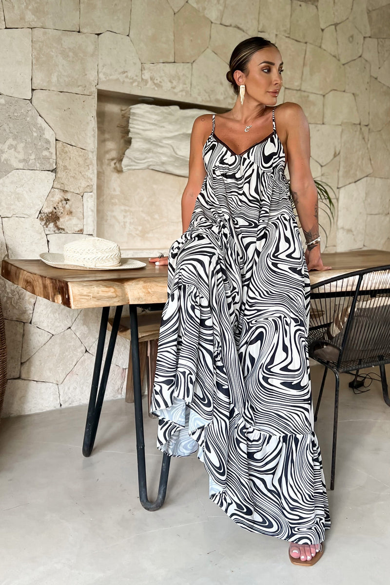 CELESTE DRESS [BLACK/WHITE]