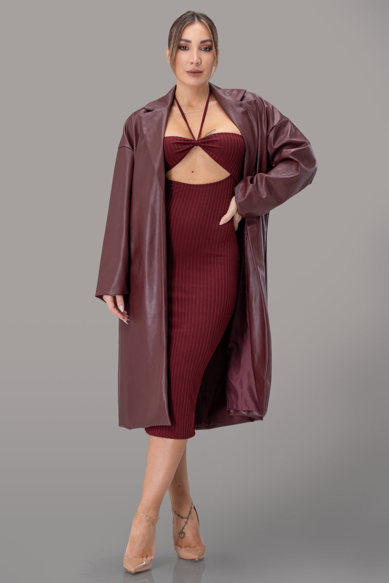 KATHY DRESS [BURGUNDY]