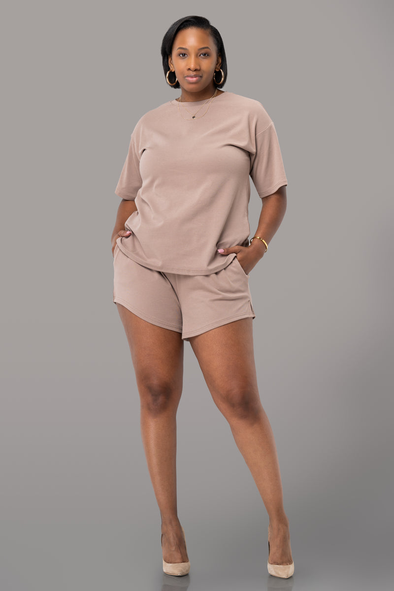 ANGELICA SHORTS SET [BROWN]