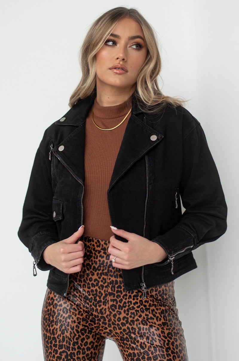 ROCHELLE DENIM JACKET [BLACK]