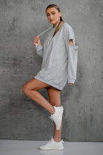 SAMORYA HOODIE DRESS [GRAY]